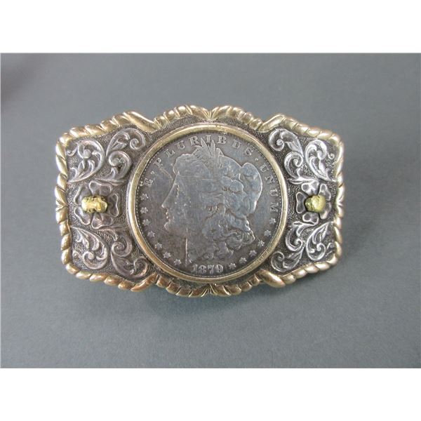 1879 Morgan Belt Buckle- Gold Nuggets- 3"X 2"