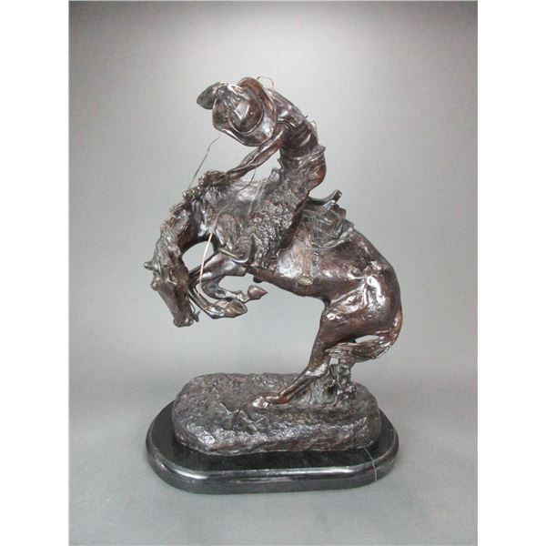 Marked Frederic Remington Bronze- "The Rattlesnake"- 23"H X 16.5" X 10" Base- Base Is Cracked