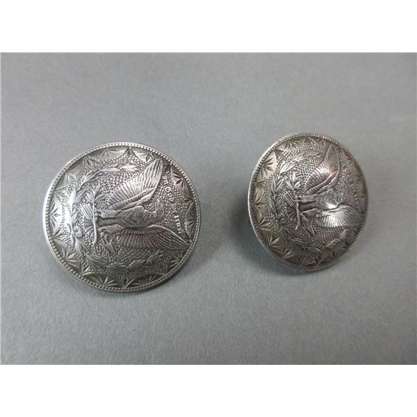 Domed And Engraved Silver Dollar Loop Back Conchos- Attributed To Bill Heisman