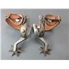 Image 2 : Marked Dill Silver And Copper Double Mounted Overlaid Spurs- 1.1" Bands- 2.5" Shanks- 2.5" 7 Point