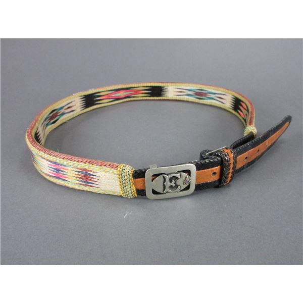 8 Color Deer Lodge Prison Hitched Horsehair Double Sided Belt- 37  X 1.1 - Masonic Belt Buckle