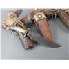 Image 2 : Marked RWTC Maker (Chuck Burrows) Buckskinner Belt- Dotted Fringed Tooled Holsters And Knife Sheath-