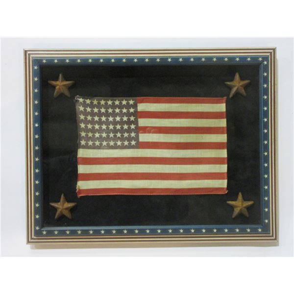 Star Shadow Box With Old 48 Star American Flag- 18  X 14 