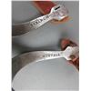 Image 4 : Marked 9305 Scalese Montana Silver Overlaid Spurs- .75" Bands- 2" Drop Shanks- 14 Point Rowels- Chap