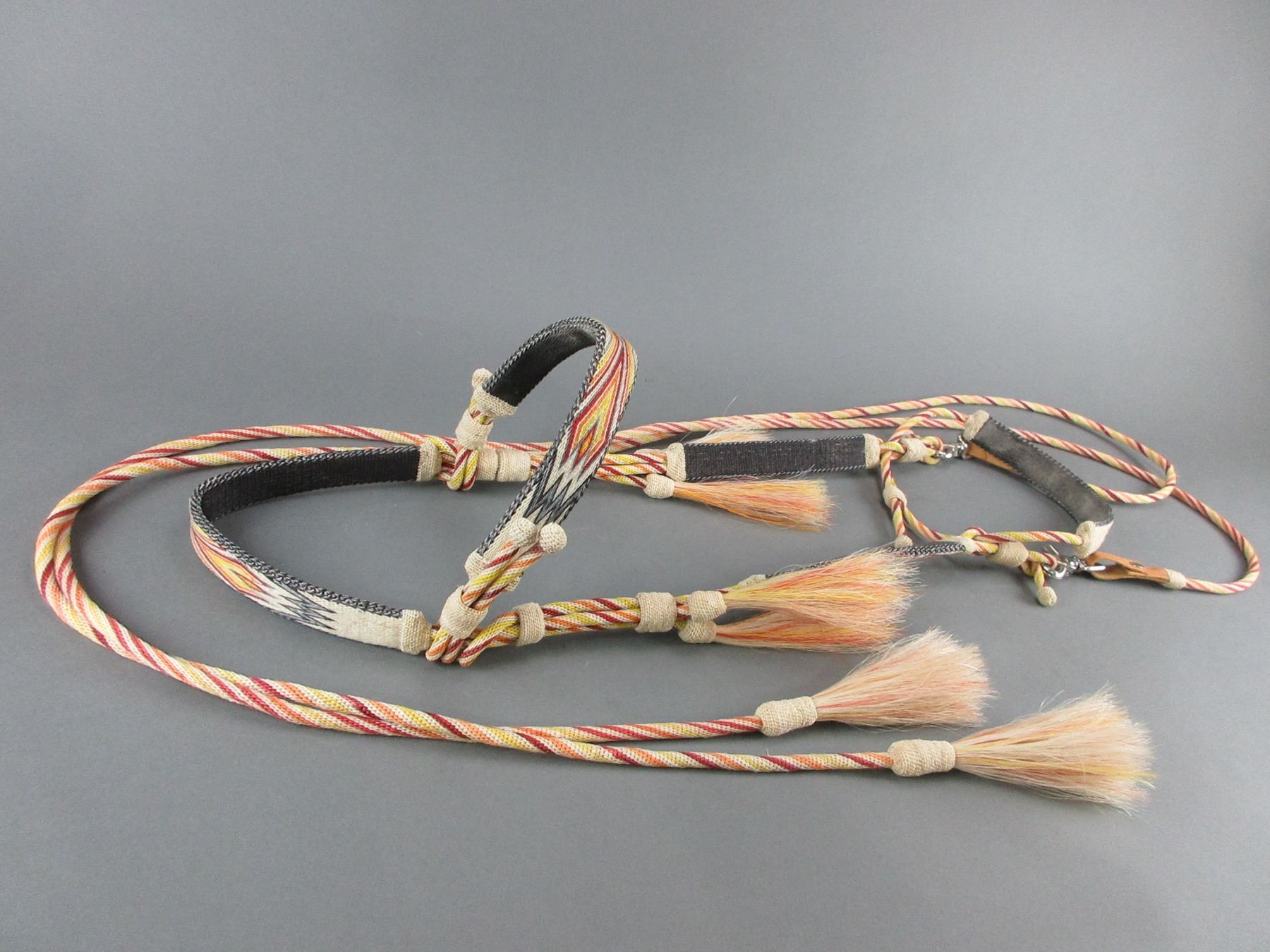 Deer Lodge Prison Hitched Horsehair Headstall With Reins 5 Colors