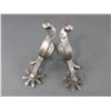 Image 1 : Marked Crockett Silver Overlaid Fish Pattern Spurs- .8" Bands- 2.25" Shanks- 8 Point Rowels- Chap Gu