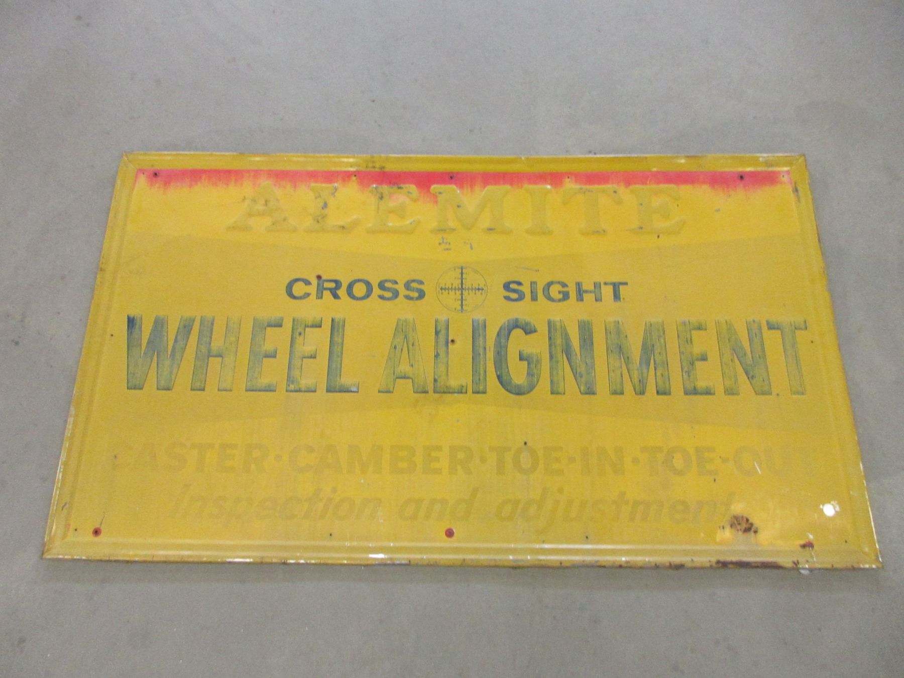 Old Alemite Wheel Alignment Tin Sign- 56