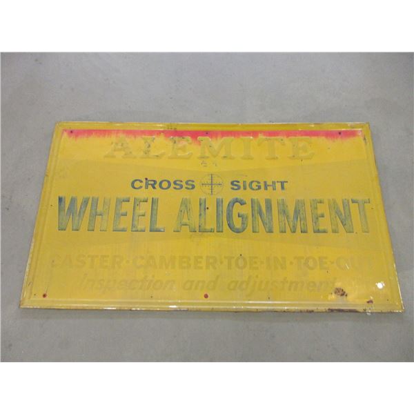 Old Alemite Wheel Alignment Tin Sign- 56  X 32 