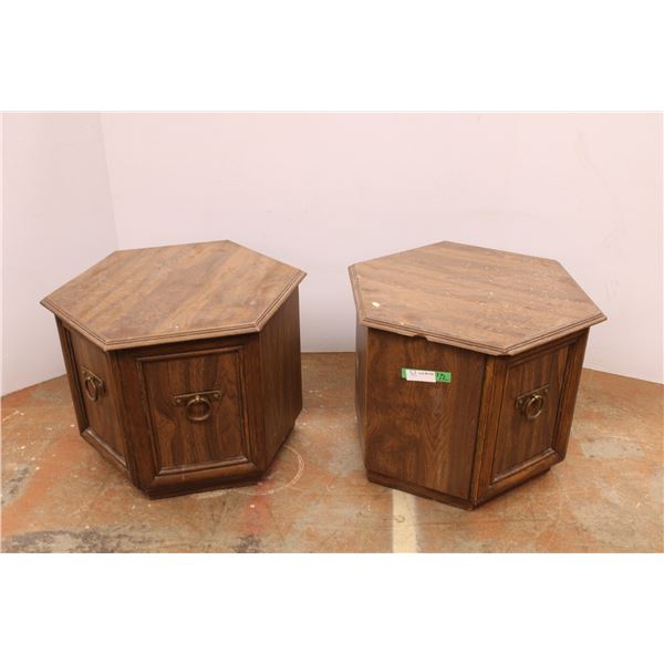 *(2) Pair of End Tables - 19  High (Some Damage)