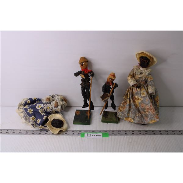 (4) Vintage Prune Head Dolls