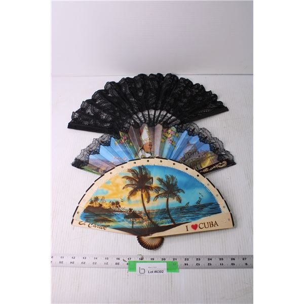 (3) Folding Fans