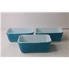 Image 2 : (3) Blue Pyrex Butter Dishes without Lids