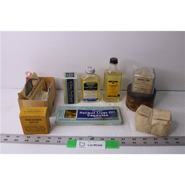 Box of Vintage Pharmacy and Medicine Items