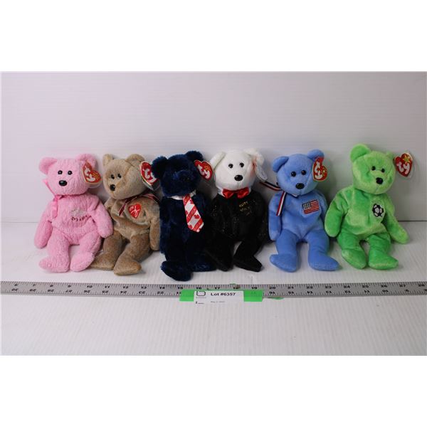 (6) Assorted Bear Beanie Babies