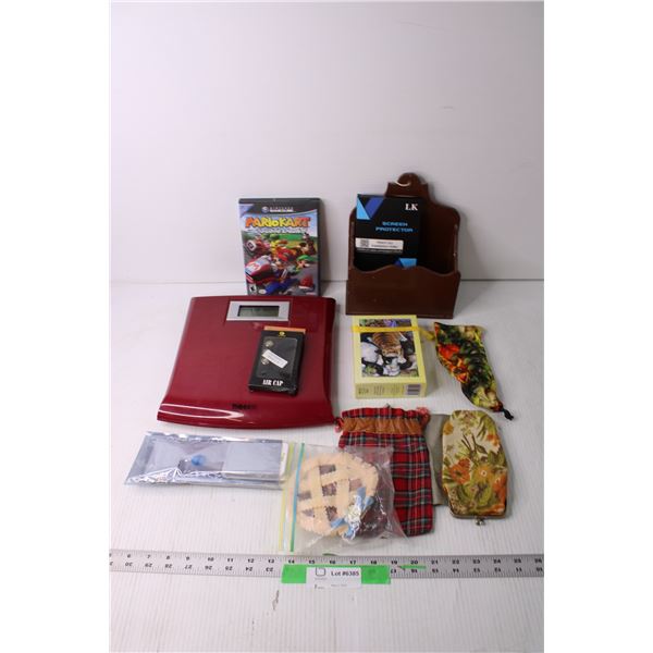 Lot of Assorted Items - Body Scale, Glasses Bags (Game Missing Disc)