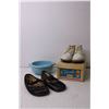 Image 2 : (2) Pairs of Vintage Toddler Shoes and Baby Bowl