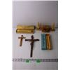 Image 1 : Lot of Religious Memorbilia - Crucifixes and Candles