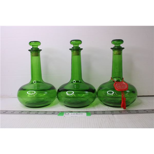 (3) Glass Genie Liquor Bottles