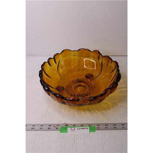 Large Amber Glass Decorative Bowl