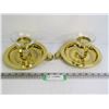 Image 1 : (2) Brass & Glass Candle Holders