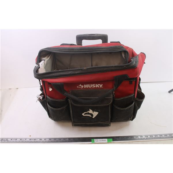 Rolling tool bag with metal helmet