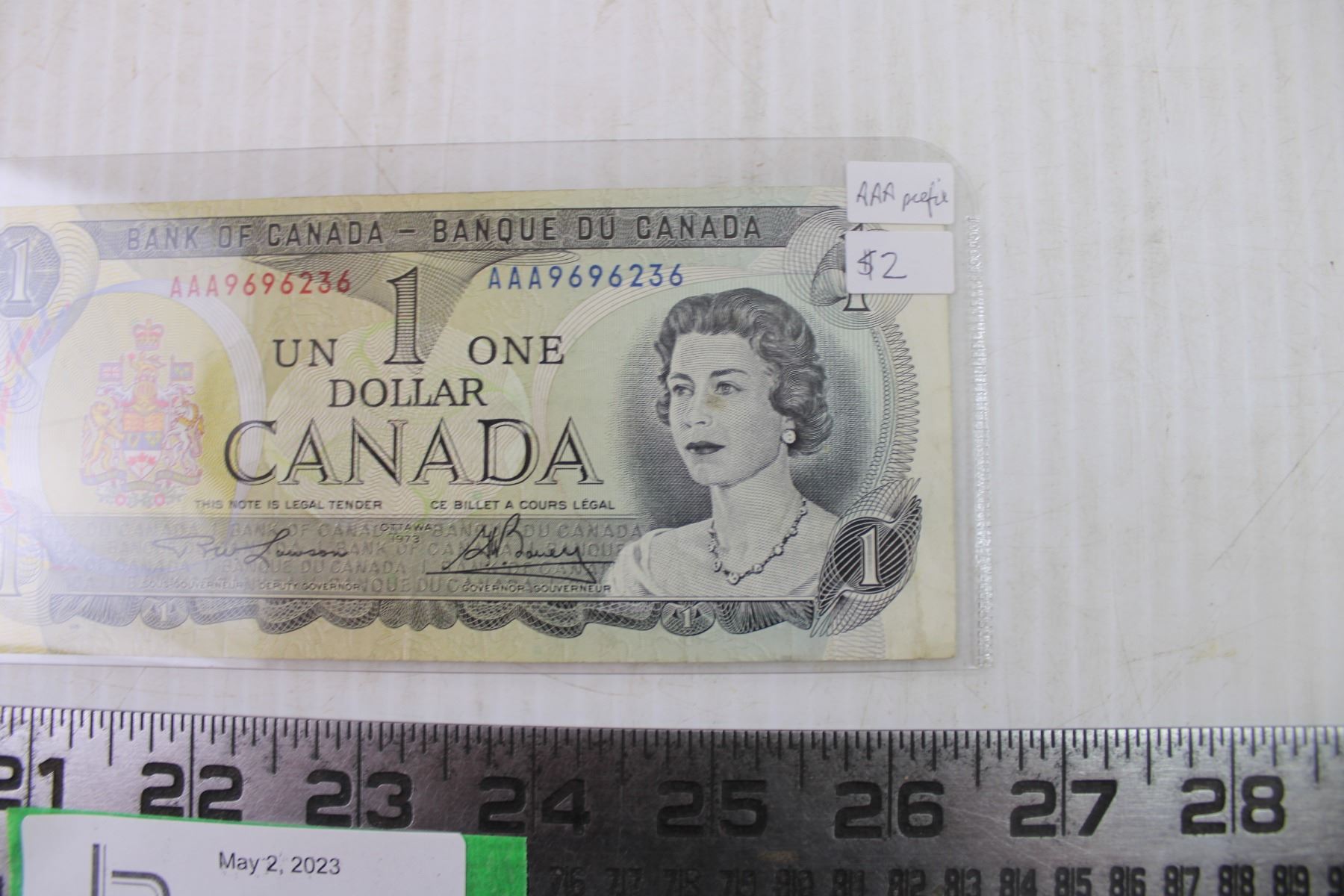 AAA Prefix 1973 Canadian Dollar Bill Bodnarus Auctioneering aaa-prefix-1973-canadian-dollar-bill-bodnarus-auctioneering