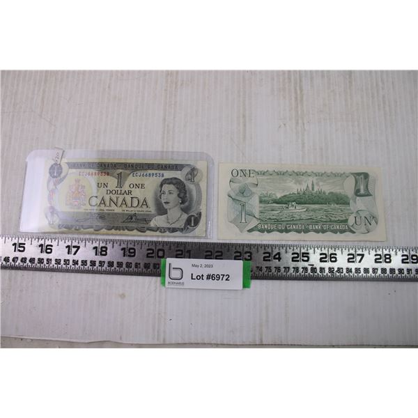 (2) 1973 Canadian 1 Dollar Bill