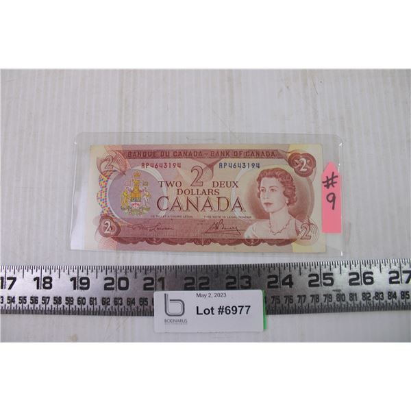 1974 Canadian 2 Dolllar Bill