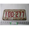 Image 1 : 1958 Saskatchewan "Wheat Province" License Plate