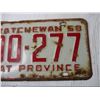 Image 3 : 1958 Saskatchewan "Wheat Province" License Plate