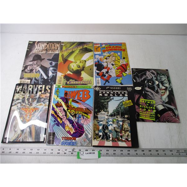 (7) Assorted Comics (The Web, Marvels, Batman,Sandman)