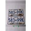 Image 1 : (2) Vintage 1970 Ontario License Plates
