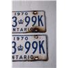 Image 2 : (2) Vintage 1970 Ontario License Plates