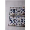Image 3 : (2) Vintage 1970 Ontario License Plates