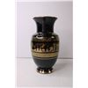 Image 2 : Hand Made Grecian Inspired Black Vase w/ 24k Gold Etched Pattern (Made in Greece)