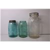 Image 2 : (3) Glass Mason Jars - True Fruit, Ball, Swayzees