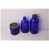 Image 2 : (3) Blue Glass Bottles