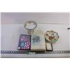 Image 1 : Crossword book and box and leaves and deck of cards and 2 bowls