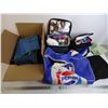 Image 1 : Box of Garment Bags, Cooler With Radio, Several Bingo Dabbers, Pepsi Gym Bag