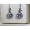 Image 3 : (1) Pair of Sterling Silver Earrings (stones are clear not blue)
