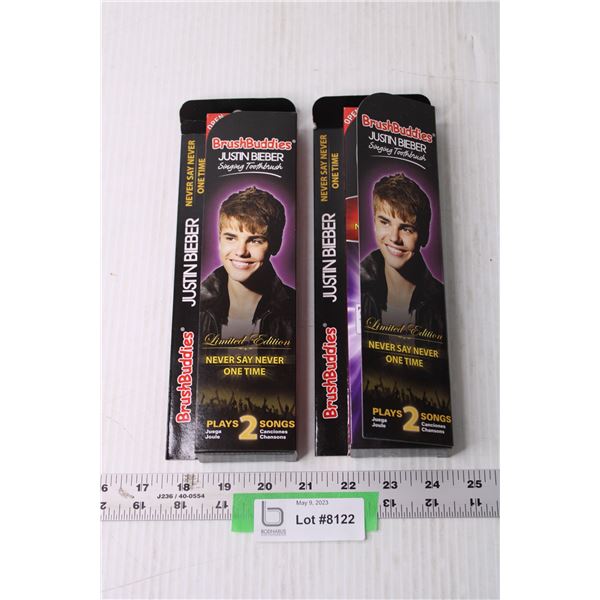 (2) Justin Bieber Musical Tooth Brushes (NIB)