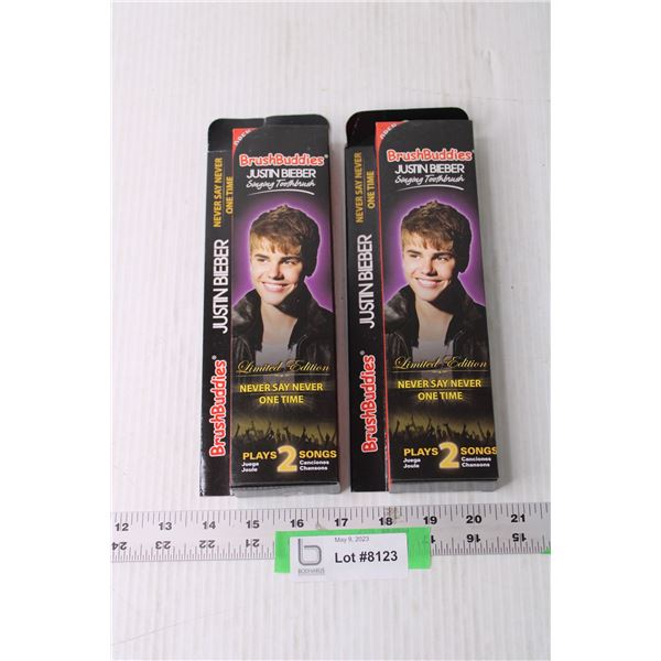 (2) Justin Bieber Musical Tooth Brushes (NIB)