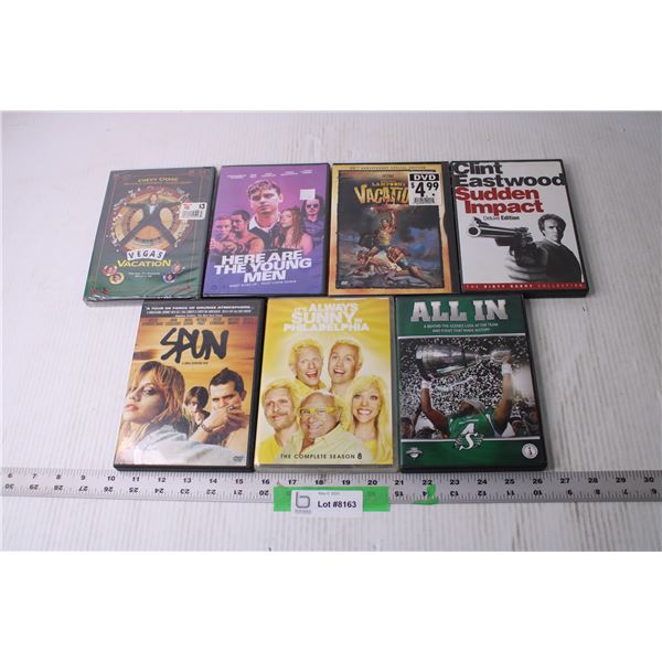 (7) Assorted DVDs - Humor, Saskatchewan Roughriders (NIB)