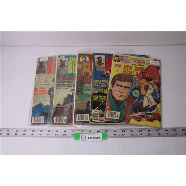 (5) Vintage  The Six Million Dollar Man,  Comic Books and Magazines