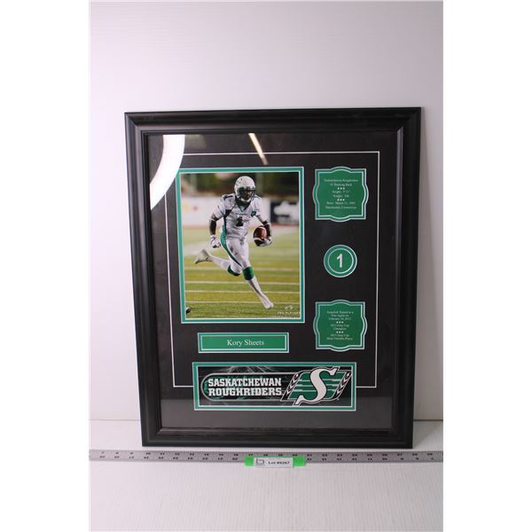 Framed Saskatchewan Roughriders Player Info - Kory Sheets