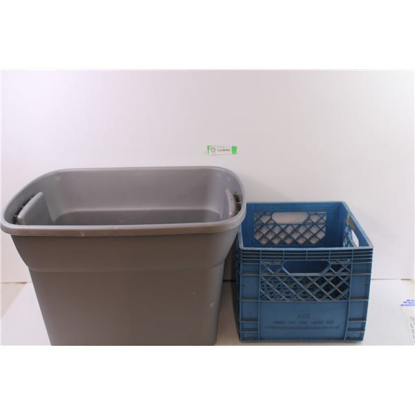 Grey tub and blue crate