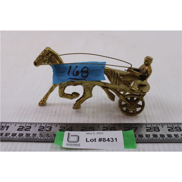 vintage brass horse with cart