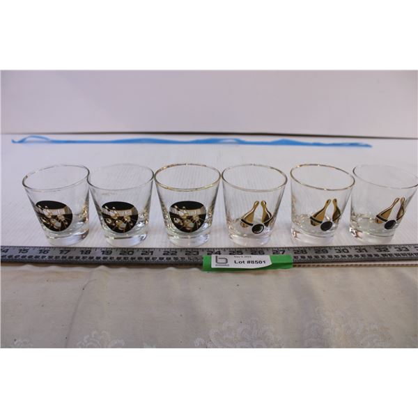 1950's Bowling Themed Low Ball Glasses (6)