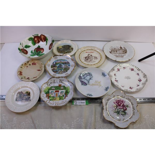 (10) decorative plates and (1) decorative bowl