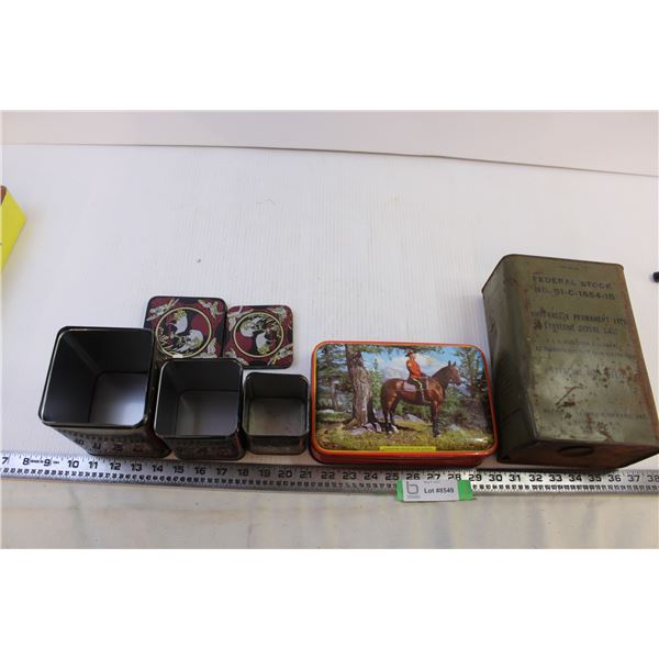 (3) Box tins and Rectangle Tin box and Federal Stock Antifreeze tin